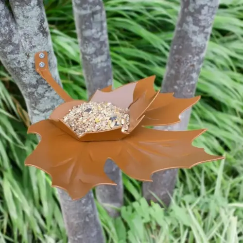 Heeej Leaf Me vogelvoederschaal bruin wandmontage