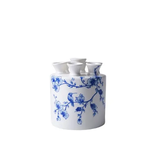 Heinen Delfts Blauw Tulpenvaas cilinder Orchidee 16 cm