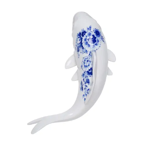 Heinen Delfts Blauw Vis groot wanddecoratie
