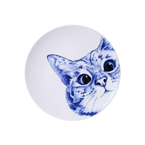 Heinen Delfts Blauw wandbord Poes