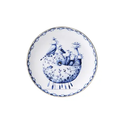 Heinen Delfts Blauw wandbord Redmer Hoekstra Slak 20 cm