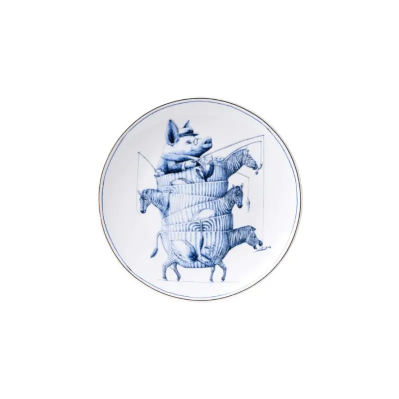 Heinen Delfts Blauw wandbord Redmer Hoekstra Zebra 20 cm