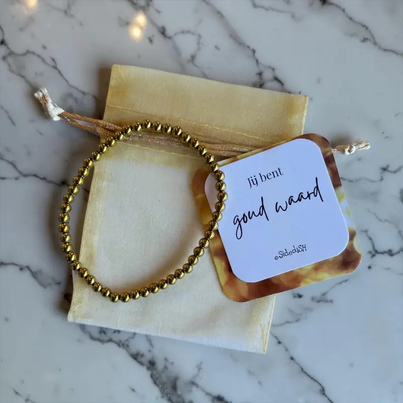 Hematiet Goud Armband – Jij Bent Goud Waard