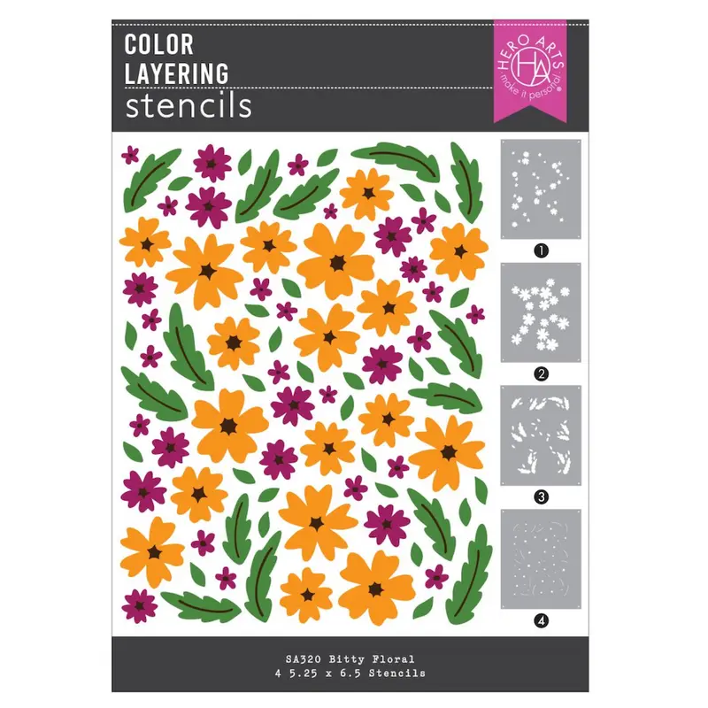 Hero Arts - You've Got a Friend Layering Stencils Bitty Floral (4pcs)