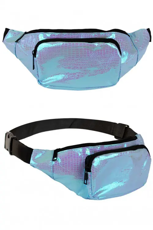 Heuptasje slangeleer print turquoise