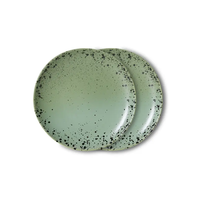 Hkliving 70s ceramics - Dessert plates Fleck (set of 2)