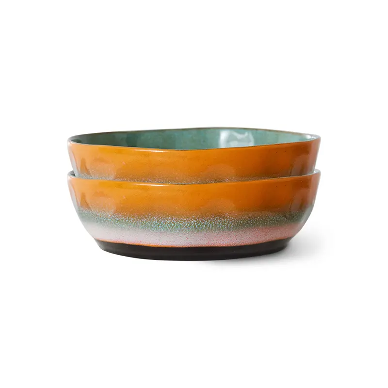 Hkliving 70s ceramics - Pasta bowls Golden hour (set van 2)
