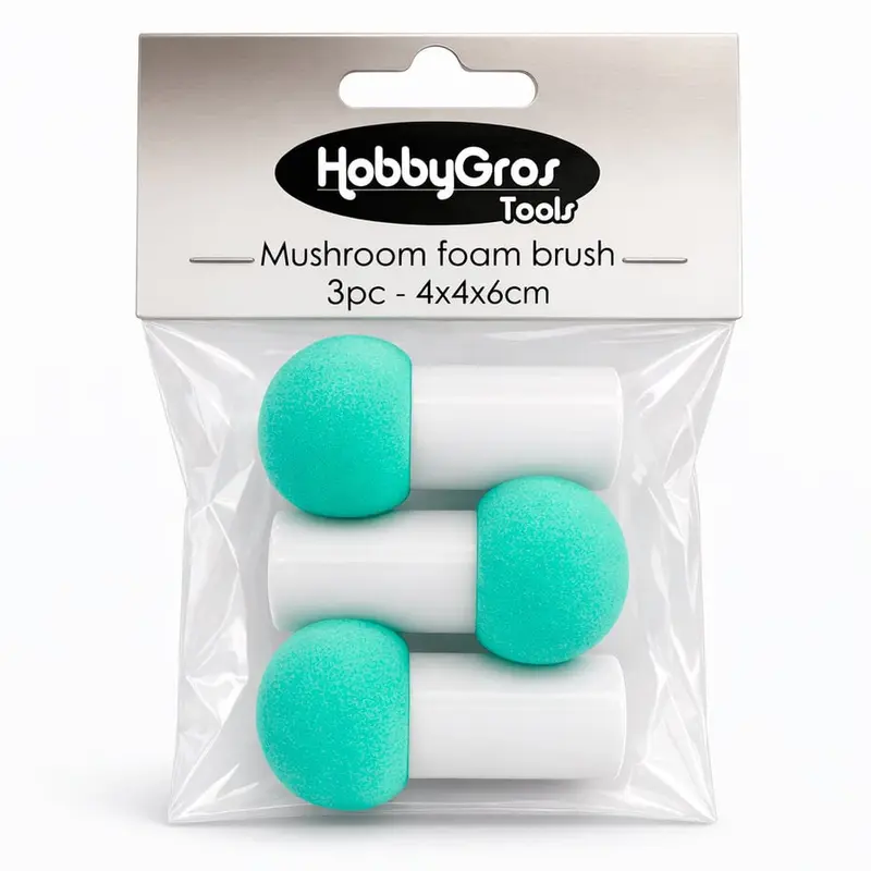 Hobbygros Storage - Small Mushroom Foam Brushes (3pcs)