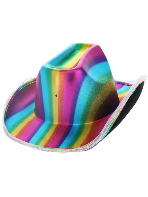Hoed cowboy regenboog met LED