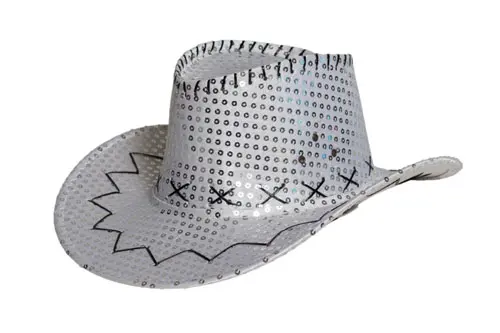 Hoed cowboy zilver pailletten