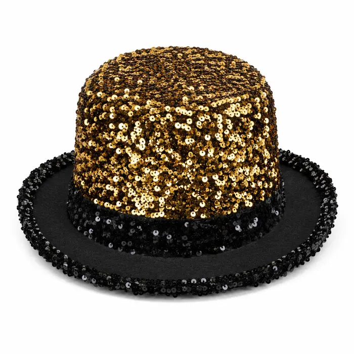 Hoed met pailletten goud/zwart