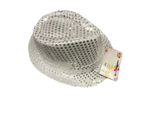 Hoed pailetten zilver met licht