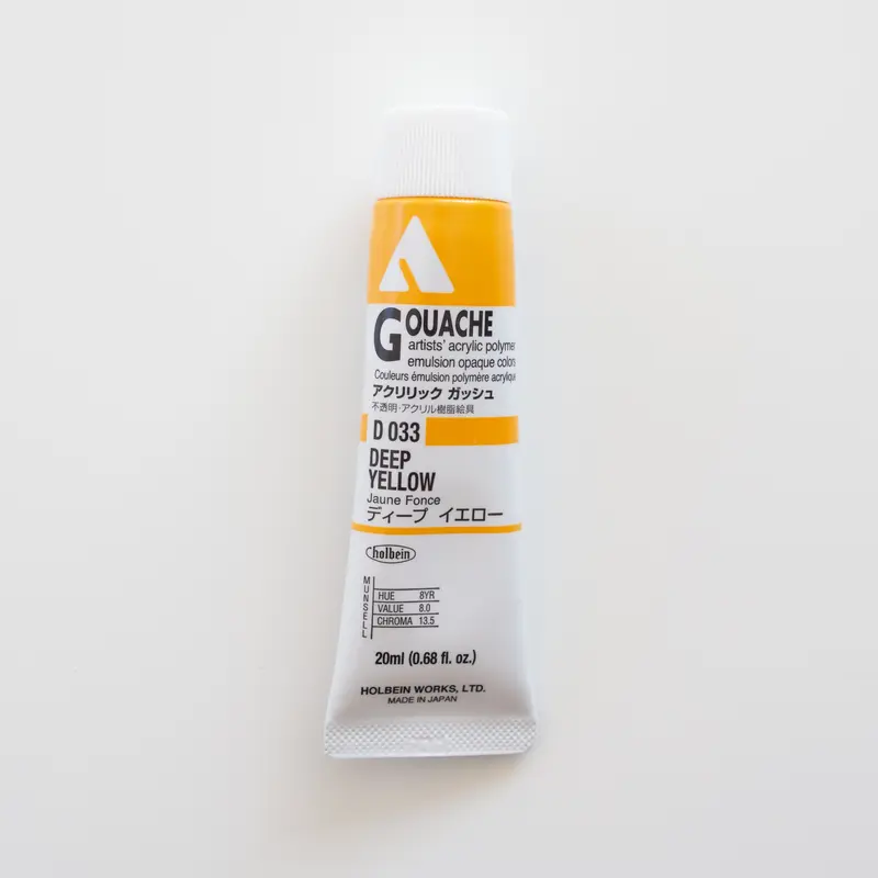 Holbein Acryla Gouache D033 A 'Deep Yellow'