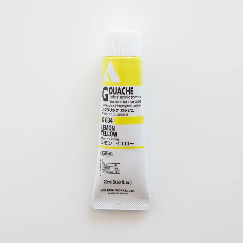 Holbein Acryla Gouache D034 A 'Lemon Yellow'