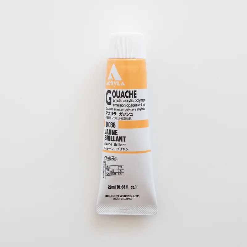 Holbein Acryla Gouache D038 A 'Jaune Brilliant'