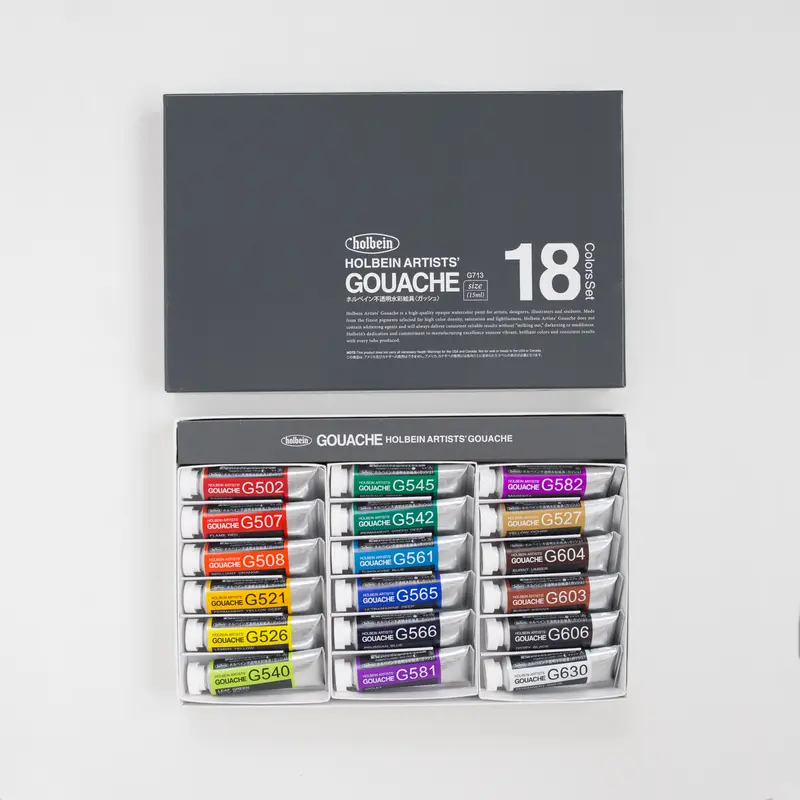 Holbein Artists' Gouache set G713 '18 Colors in 15ml'