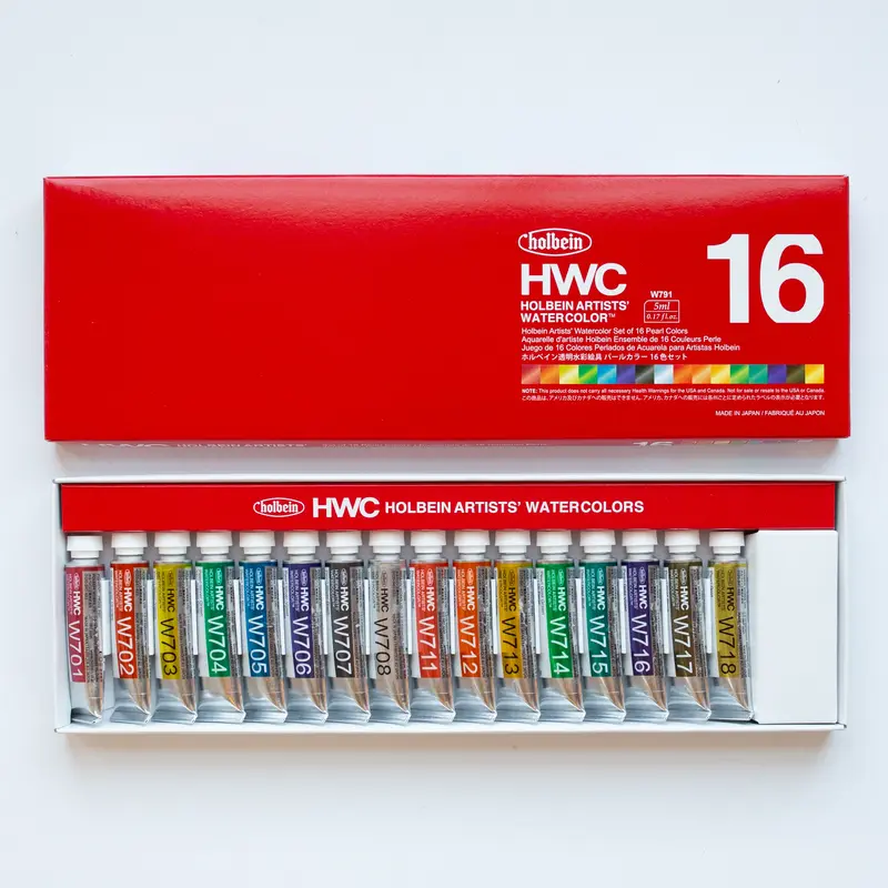 Holbein Artists' Watercolor set 16 Pearl Colors