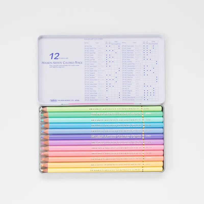 Holbein Kleurpotloden set 12 Pastel Tone