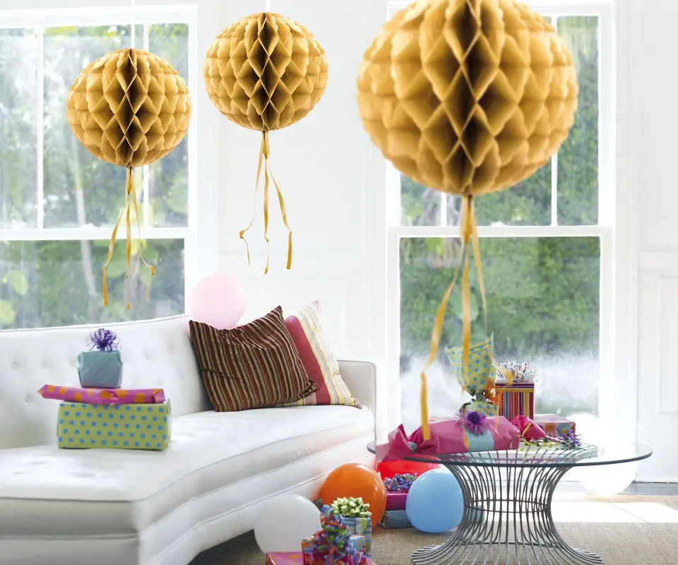 Honeycomb bal goud 30cm
