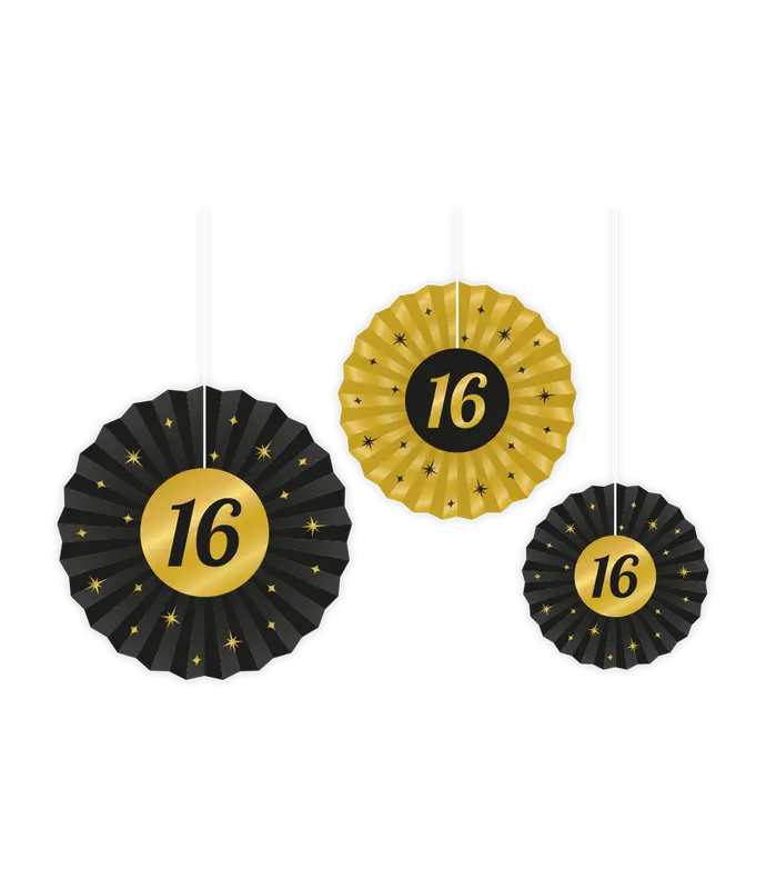 Honeycomb zwart/goud 16 jaar (3st.)