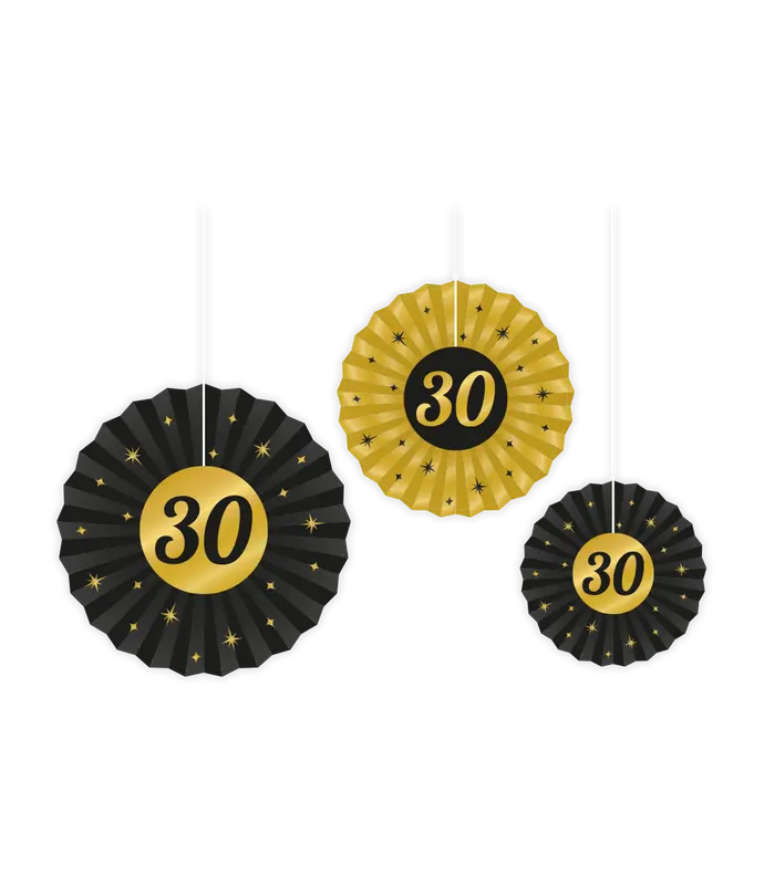 Honeycomb zwart/goud 30 jaar (3st.)