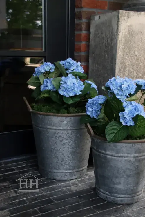 Hortensia kunstplant blauw in binnenpot 43cm