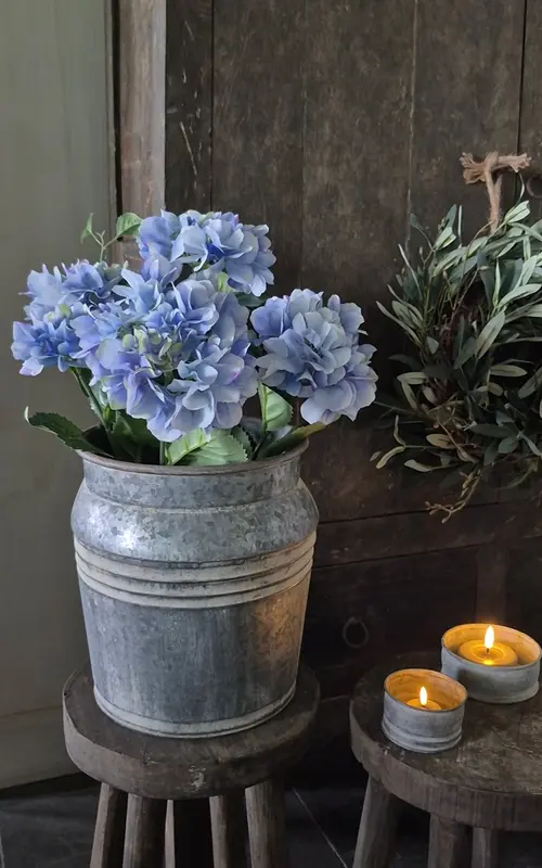 Hortensia kunstplant lichtblauw in binnenpot met UV-bestendige bladeren 48cm