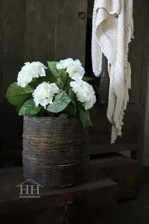 Hortensia kunstplant wit in binnenpot 43cm