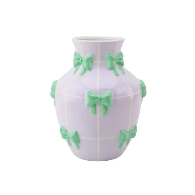 Housevitamin Flesvaas Strikjes Dolomiet Lila/Mintgroen 14x14x19cm