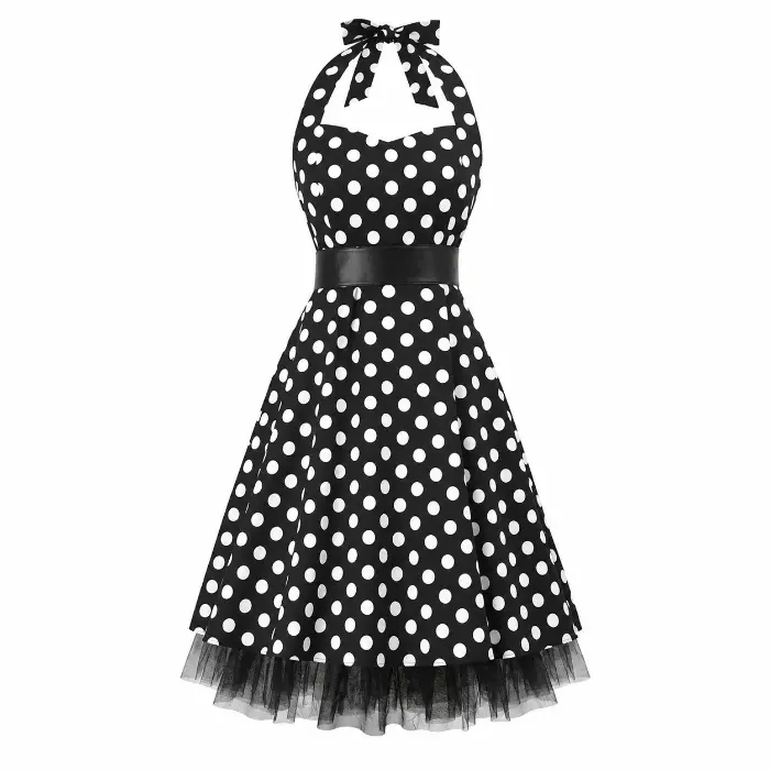 Jurk twenties stippen zwart/wit one size