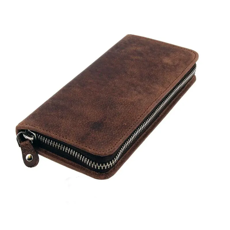 Juscha Lederen etui "Alassio" met ritssluiting 3-delig bruin
