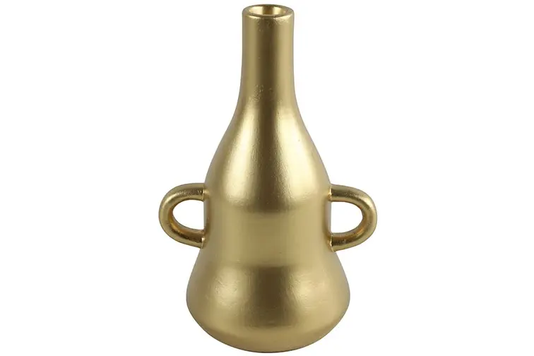 Kandelaar fles m/2xoor Piper gold-L12B15,5H23CM