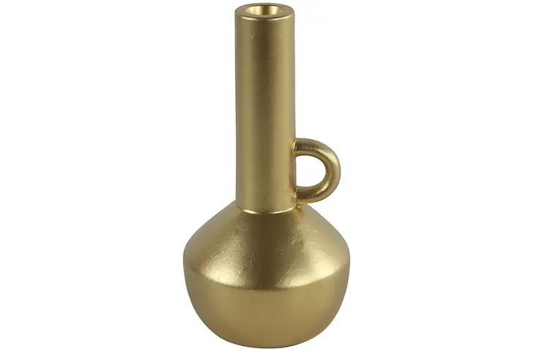 Kandelaar fles m/oor Piper gold-L12B12H23CM