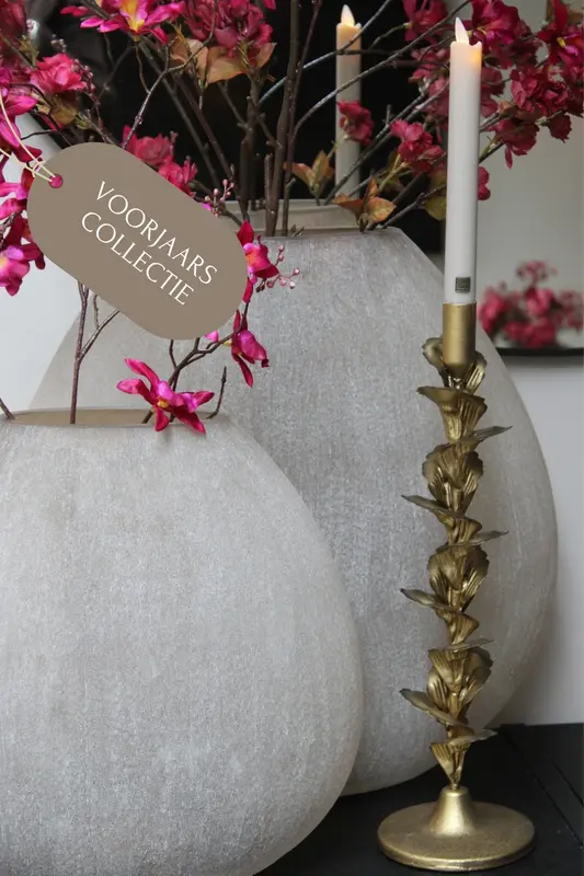 KANDELAAR GOUD | BLADEREN | 40CM