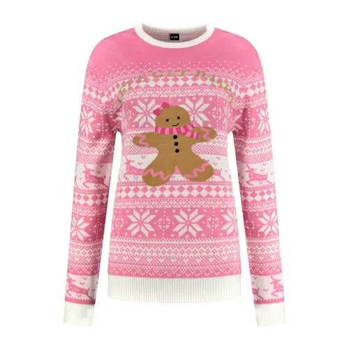Kersttrui Pink Gingerbread mt. 164