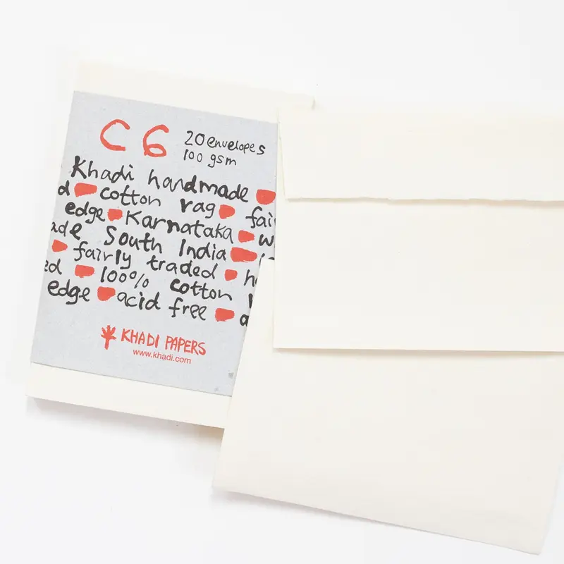 Khadi White rag paper 100gr 20 enveloppen 11x16cm