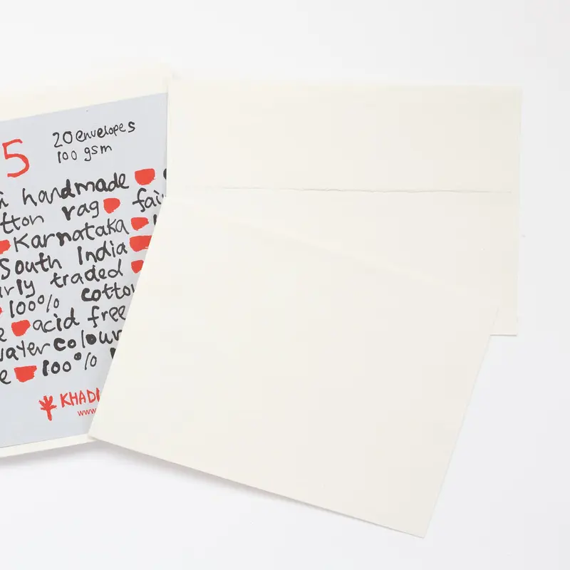 Khadi White rag paper 100gr 20 enveloppen 16x23cm C5