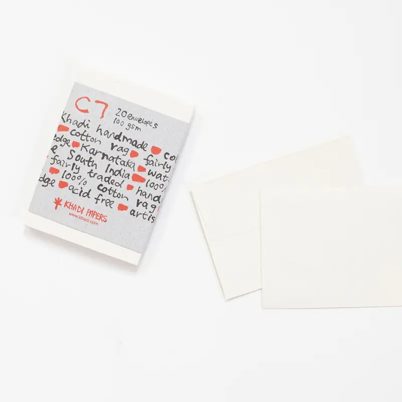 Khadi White rag paper 100gr 20 enveloppen 8x11cm