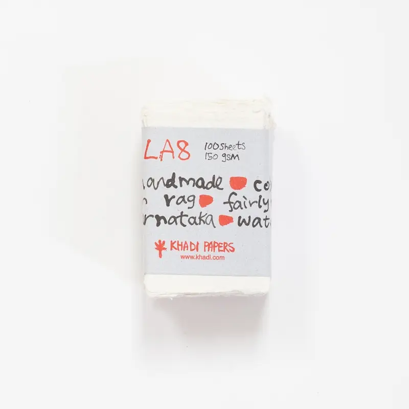 Khadi White rag paper 150gr 100 sheets 5x8cm LA8