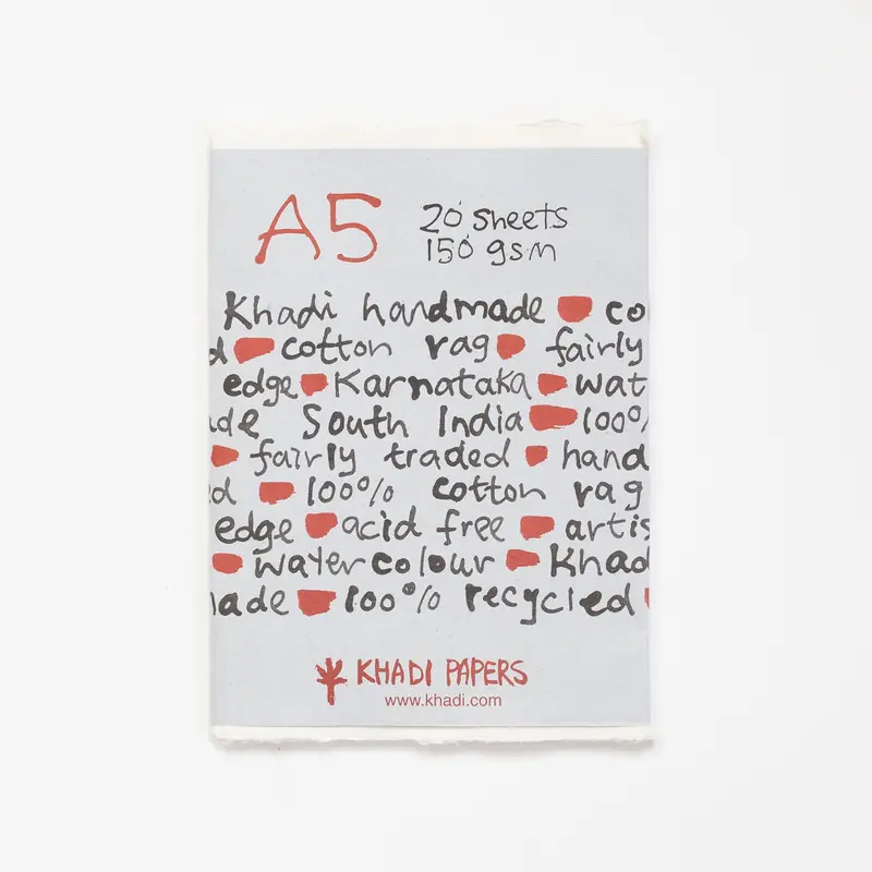 Khadi White rag paper 150gr 20 sheets 15x21cm A5