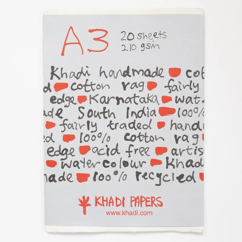 Khadi White rag paper 210gr 20 sheets 30x42cm A3