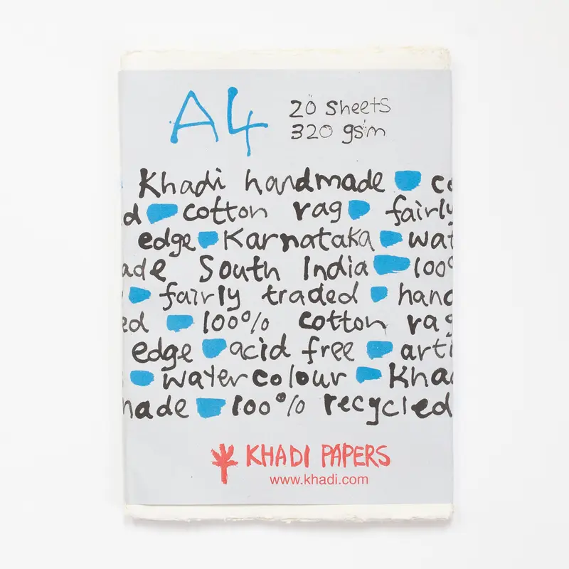 Khadi White rag paper 320gr 20 sheets 21x30cm