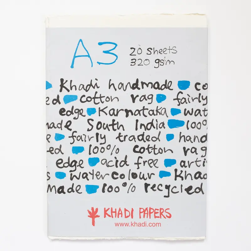 Khadi White rag paper 320gr 20 sheets 30x42cm