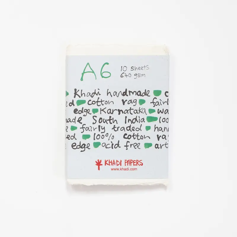 Khadi White rag paper 640gr 10 sheets 11x15cm A6