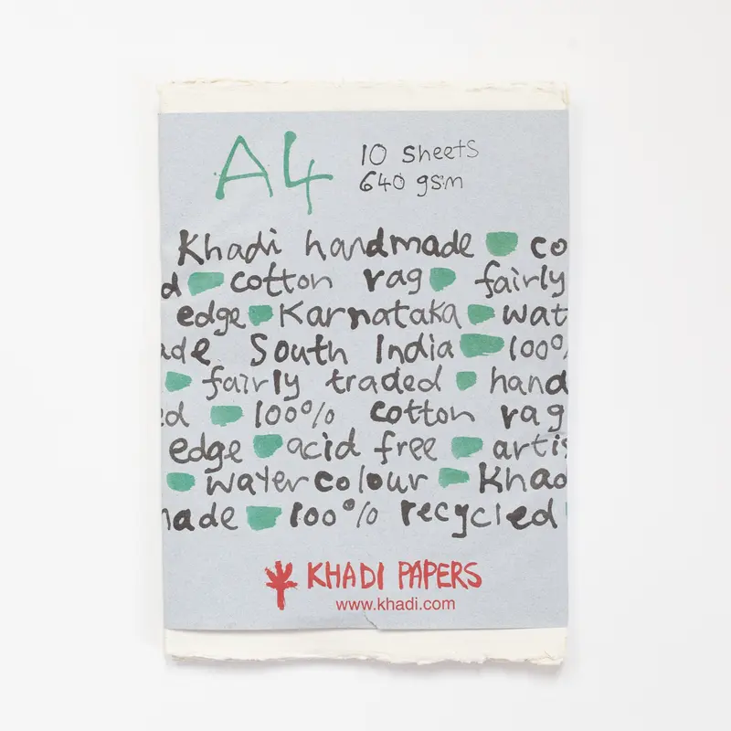 Khadi White rag paper 640gr 10 sheets 21x30cm A4