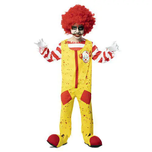 Killer clown geel 7-9 jaar (122-138cm)