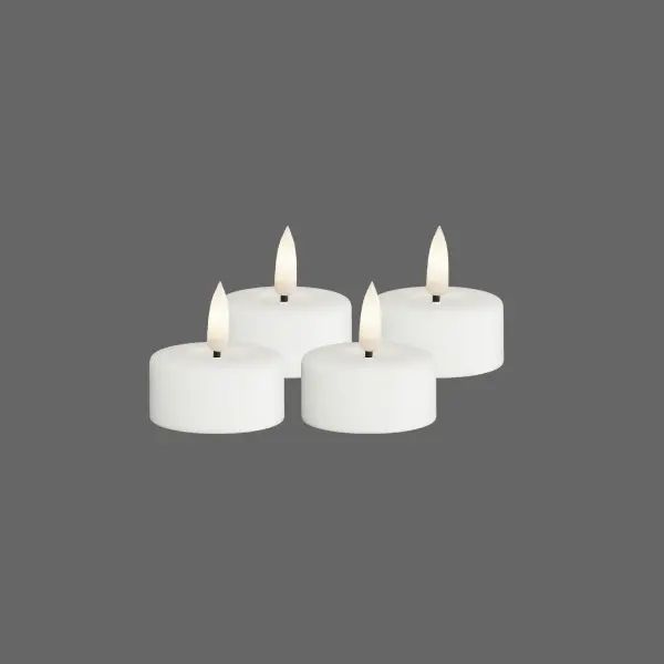 Kleine led waxinelichtjes wit - 4 stuks - Deluxe Homeart