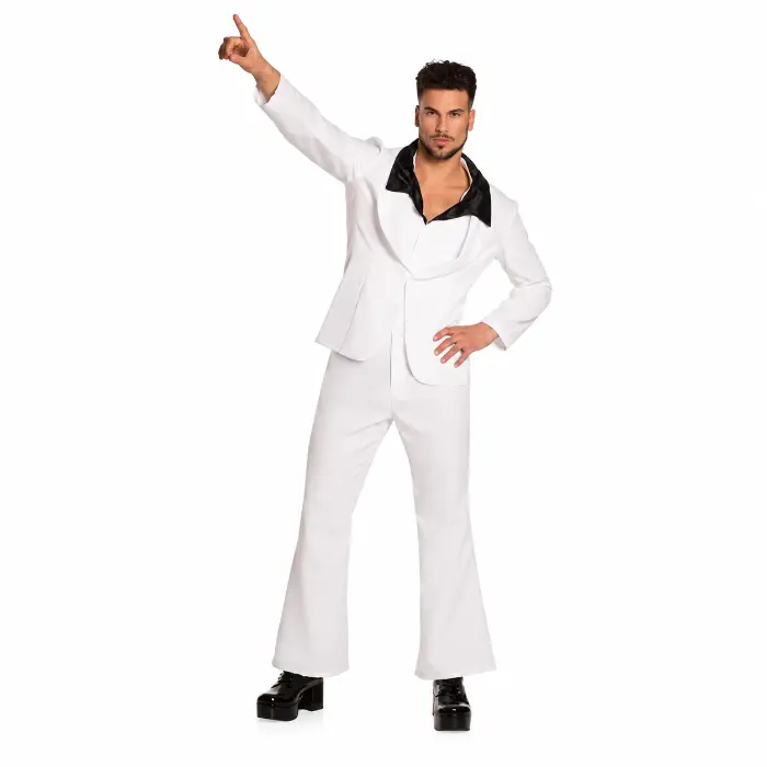 Kostuum Disco Fever wit/zwart heren maat 54/56