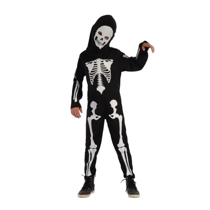Kostuum Halloween skelet jongen zwart/wit 130-140cm