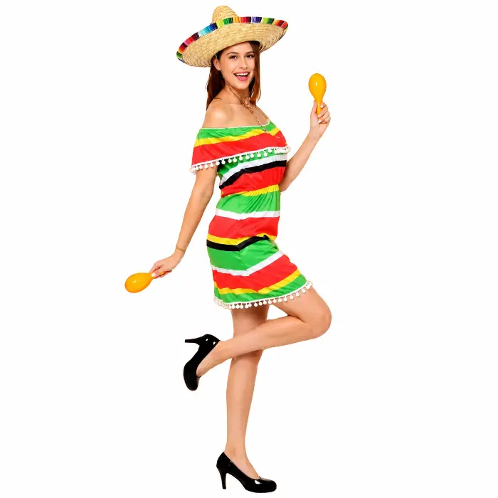 Kostuum jurk Mexico meerkleurig dames maat L/XL